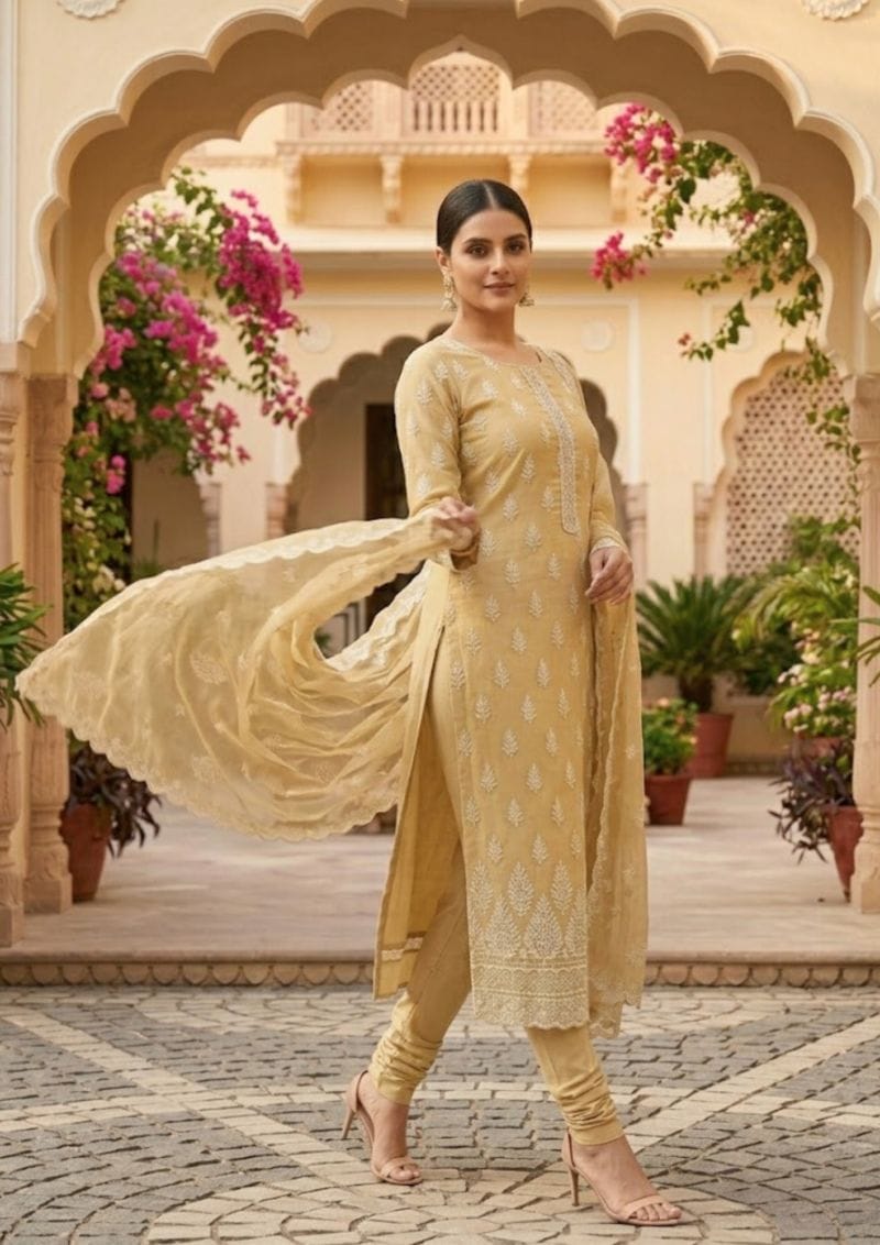 black printed cotton kurta set with tie and dye dupatta